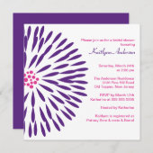 Fleur violette sur invitation de douche nuptiale b (Devant / Derrière)