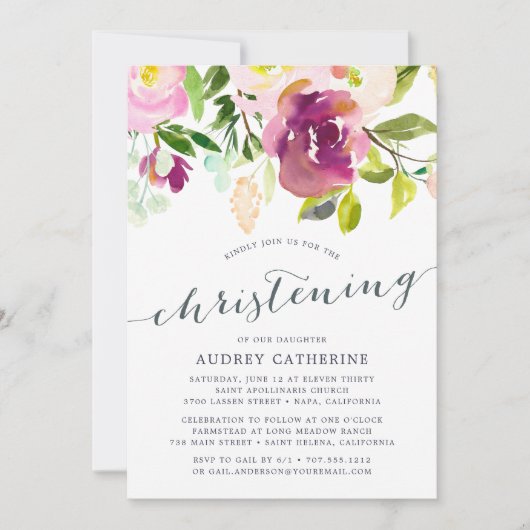 Fleur vive | Christening Invitation (Devant)