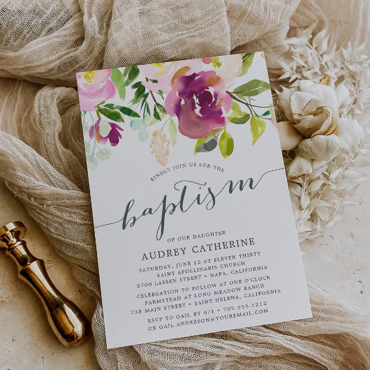 Fleur vive | Invitation au baptême
