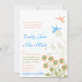 Fleur Whimsical et Faire-part de mariage d'oiseaux (Devant)