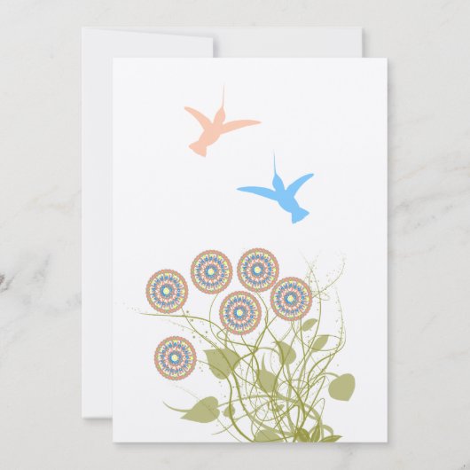 Fleur Whimsical et Faire-part de mariage d'oiseaux (Dos)