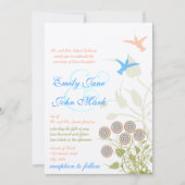 Fleur Whimsical et Faire-part de mariage d'oiseaux (Devant)
