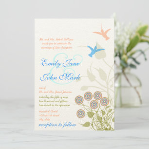 Fleur Whimsical et Faire-part de mariage d'oiseaux