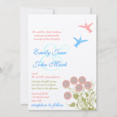 Fleur Whimsical et Faire-part de mariage d'oiseaux (Devant)