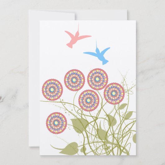 Fleur Whimsical et Faire-part de mariage d'oiseaux (Dos)