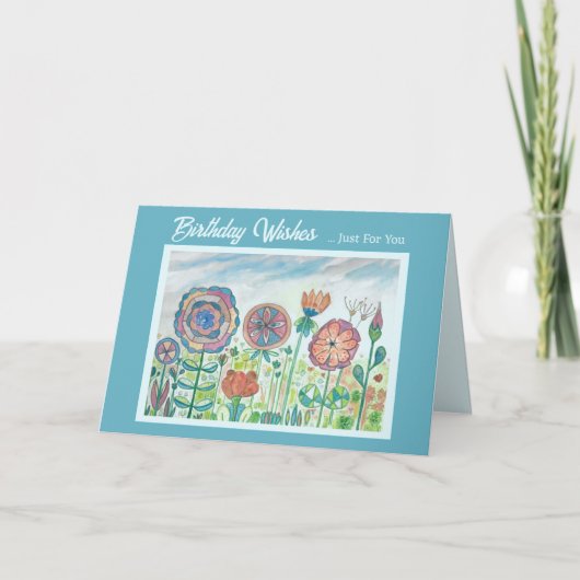 Fleur Whimsy couleur carte d'anniversaire (Devant)