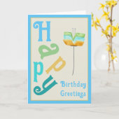 Fleur Whimsy moderne Joyeuse carte d'anniversaire (Fleur jaune)