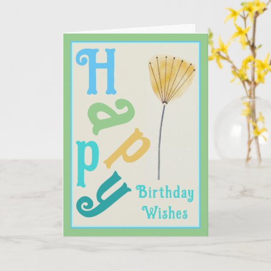 Fleur Whimsy moderne Joyeuse carte d'anniversaire (Fleur jaune)