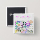 fleurdelis, 100 % Creole & Proud! Vierkante Button 5,1 Cm (Voorkant /achterkant)