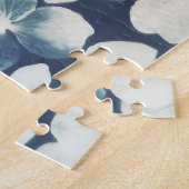 fleuri - cyanotype - bloemen van hortensia legpuzzel (Zijkant)