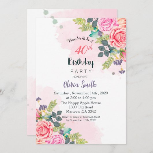 fleurir dans une autre carte d'invitation année (Devant / Derrière)