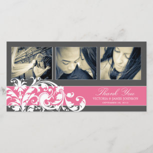 FLEURISÉ ROSE CARTE DE REMERCIEMENTS mariage