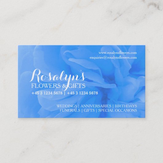 Fleuriste bleu rose société de fleuriste cartes de (Devant)