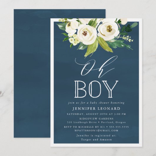 Fleurit rustique | Invitation Baby shower (Devant / Derrière)