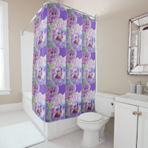 Fleuron de Pansy mauve art floral rideau de douche