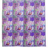 Fleuron de Pansy mauve art floral rideau de douche (Devant)