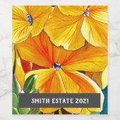 Fleuron jaune aquarelle art floral vin étiquette (Étiquettes simples)