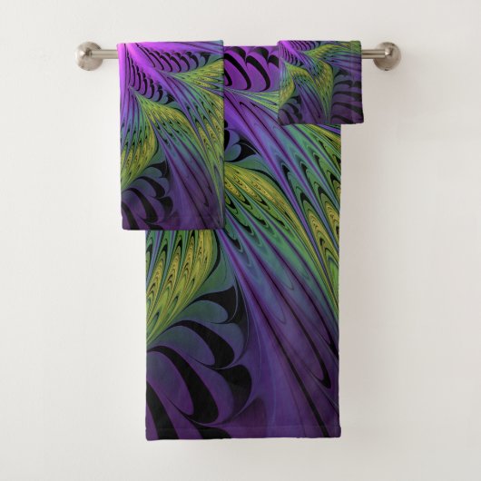 Fleuron vert violet Art Abstrait fractal moderne (En situation)