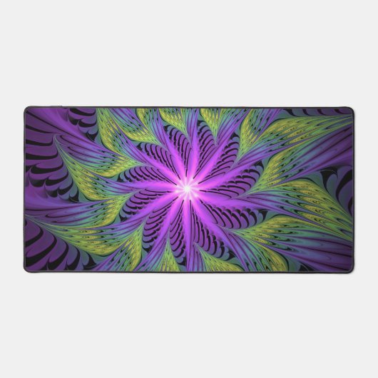 Fleuron vert violet Art Abstrait fractal moderne (Recto)
