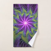 Fleuron vert violet Art Abstrait fractal moderne (Serviette à main)