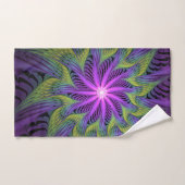 Fleuron vert violet Art Abstrait fractal moderne (Serviette à main)