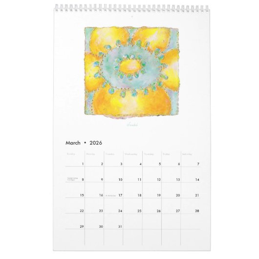 Fleurs 2026 Calendrier vertical (Mar 2026)