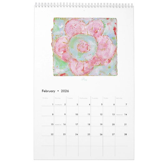 Fleurs 2026 Calendrier vertical (Feb 2026)