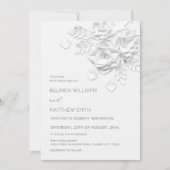 Fleurs 3D blanches Invitation de mariage tout-en-u (Devant)