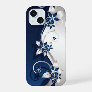 Fleurs 3D bleues et blanches