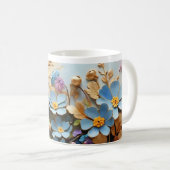 Fleurs 3D minuscules avec Mug Outline Or (Devant droit)