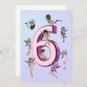 Fleurs 6e invitation de fête d'anniversaire (Devant / Derrière)