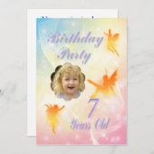 Fleurs 7ème anniversaire invitation de fête (Devant / Derrière)