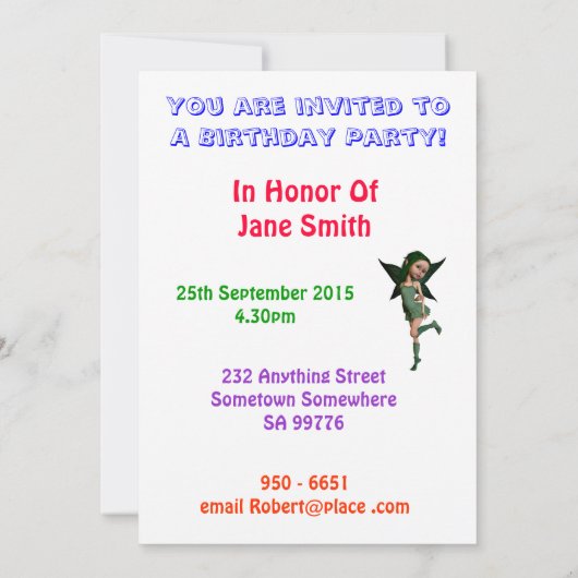 Fleurs 9e invitation à la fête d'anniversaire (Dos)