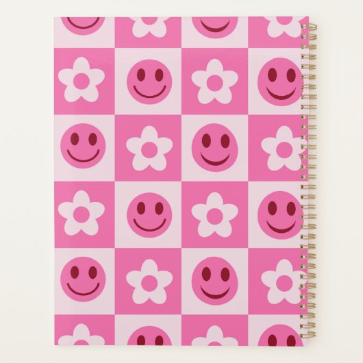 Fleurs à carreaux et visages heureux rose  (Dos)