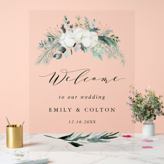 Fleurs à feuillage persistant et coton Elégant Mar (Mariage)