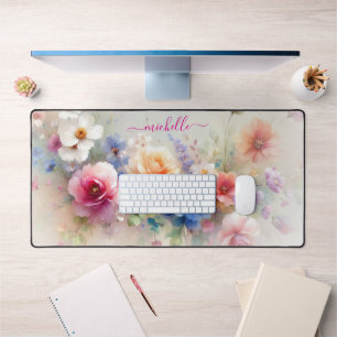Fleurs à l'aquarelle élégantes Texte de nom person