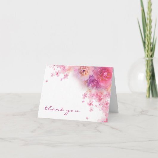 Fleurs à l'aquarelle Merci Écriture Manuscrite Élé (Devant)