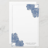 Fleurs à main bleue Peonies Papeterie (Devant / Derrière)