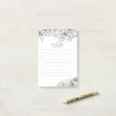 Fleurs à main floues Notes post-it botaniques (Sur un bureau)