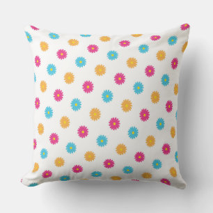 Fleurs à pointes Polka Lancer Oreiller