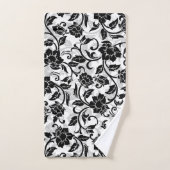 Fleurs à rayures noir et gris (Serviette à main)