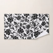 Fleurs à rayures noir et gris (Serviette à main)