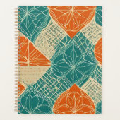 Fleurs Abstraites Bleu Vert, Orange et Brun (Devant)