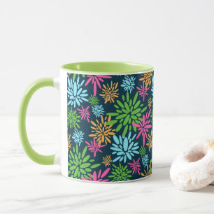 Fleurs Abstraites colorées de feux d'artifice Mug