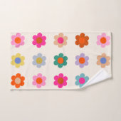 Fleurs Abstraites de preppy colorées rétro (Serviette à main)