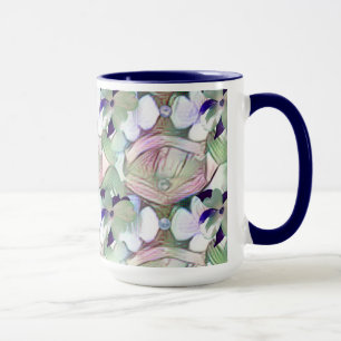 Fleurs Abstraites et perles Big Mug bleu