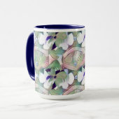 Fleurs Abstraites et perles Big Mug bleu (Devant gauche)