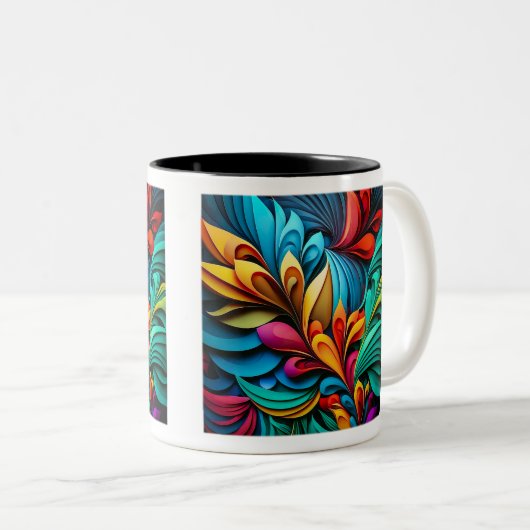 Fleurs Abstraites Mug à deux tons, 11 oz (Devant droit)