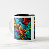 Fleurs Abstraites Mug à deux tons, 11 oz (Devant gauche)