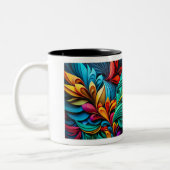 Fleurs Abstraites Mug à deux tons, 11 oz (Gauche)